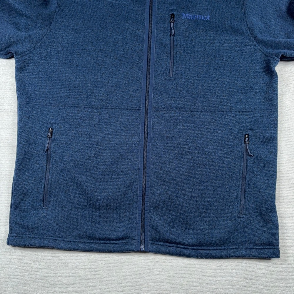 Marmot Drop Line Sweater Fleece Full-Zip Jacket Mens L Blue Polyester - Picture 5 of 12